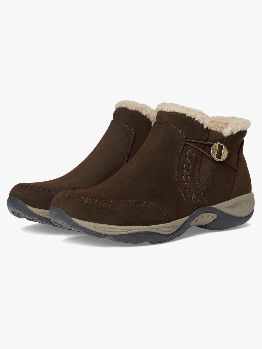 Easy Spirit Enrique Women’s Brown Ankle Boots Cozy Booties Sz 9.5 Wide - NWT